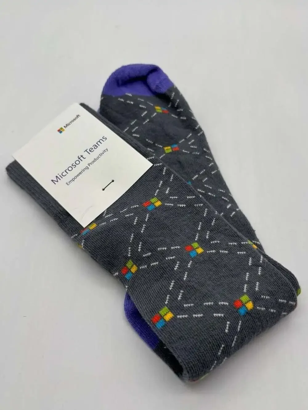 Microsoft Teams Sock Club Crew Socks Gray Empowering Productivity